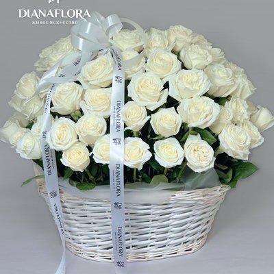 Корзина из 71 белой розы